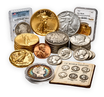 Coins and stamps collection